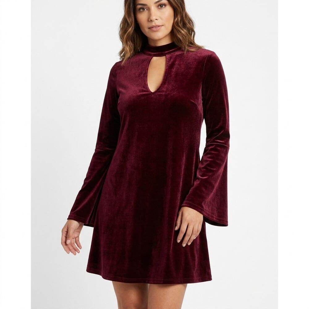 Green Envelope Red Mini Short Velvet Stretch Dress Women Size XS